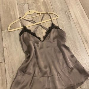 Cami NYC Silk top with the lace , open back